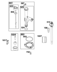 Lubrication Group Diagram and Parts List for 44U877-0045-G1  Briggs and Stratton Engine